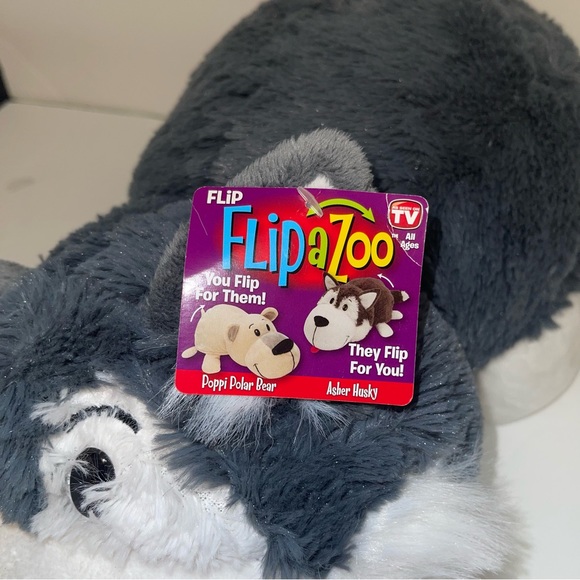 Flip A Zoo ASHER HUSKY and POPPY POLAR BEAR Stuffed Pillow Huggable Fun 19” - Picture 8 of 15